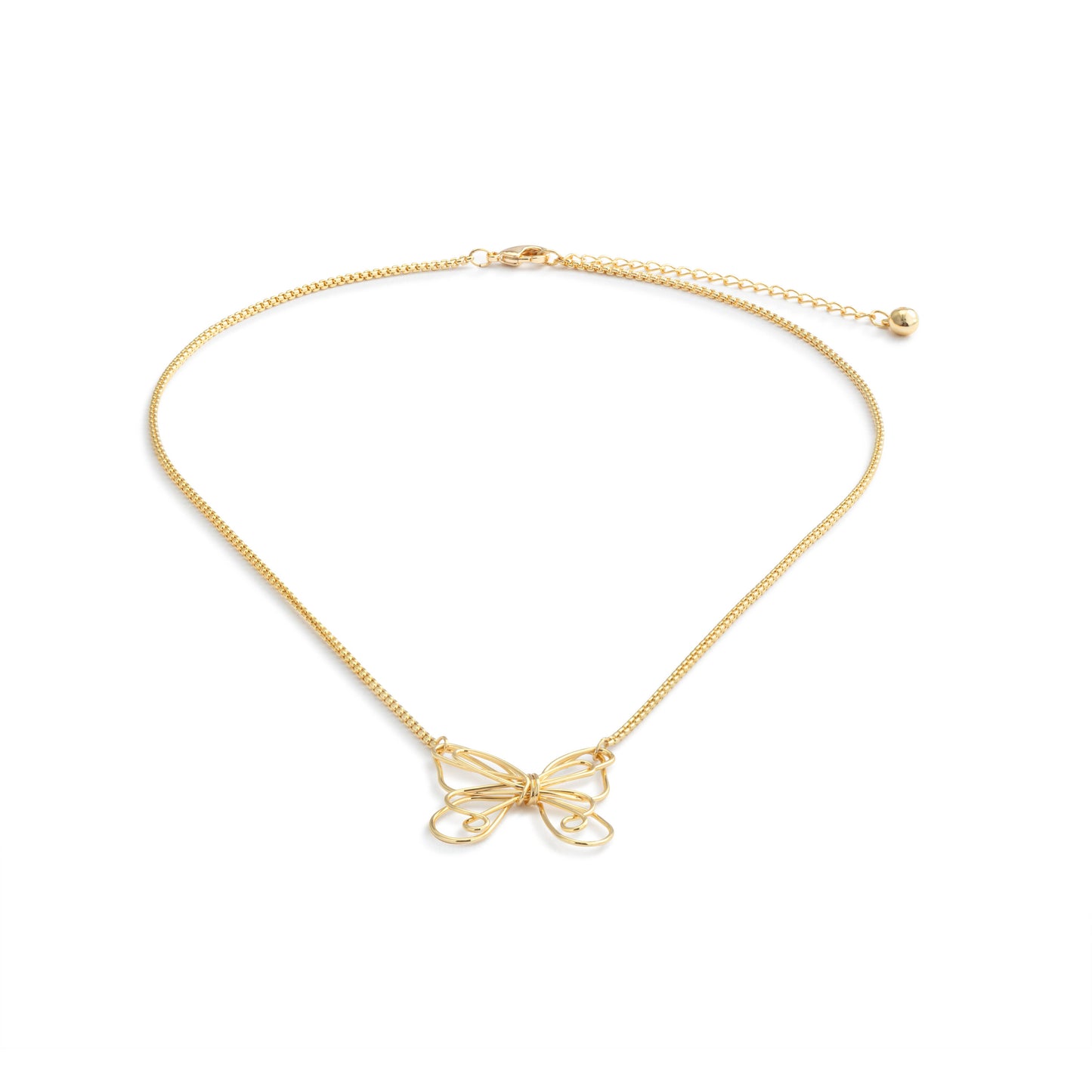 Butterfly Open Charm Gold Necklace 16in