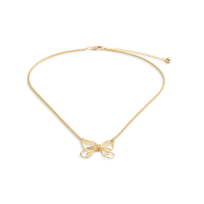 Butterfly Open Charm Gold Necklace 16in