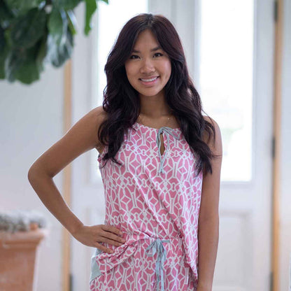 Palace Trellis Sleep Cami   Pink/Sky