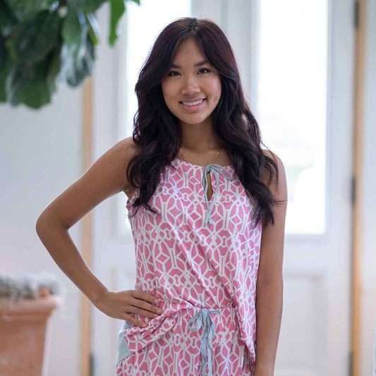 Palace Trellis Sleep Cami   Pink/Sky