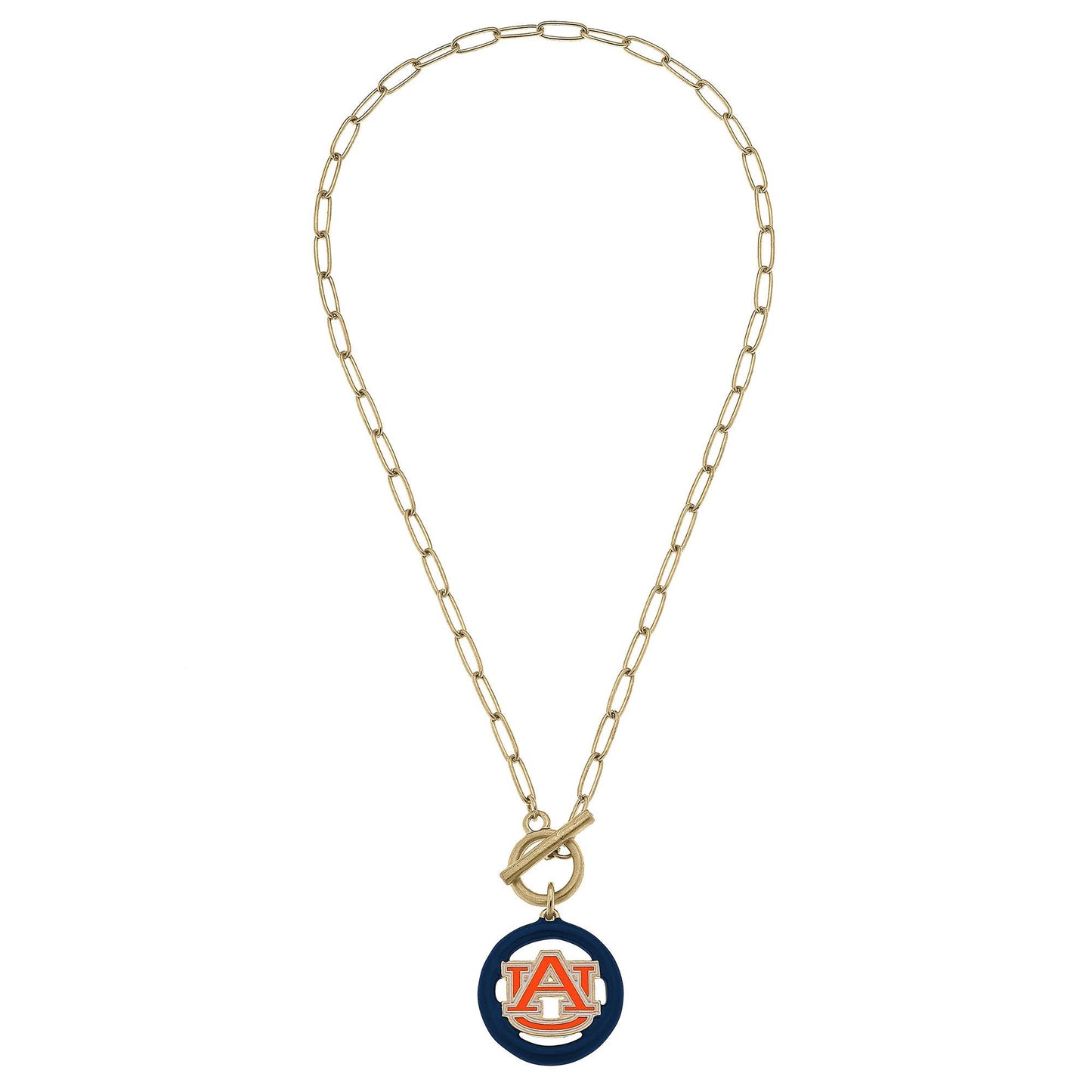 Auburn Tigers Logo Enamel T-Bar Necklace