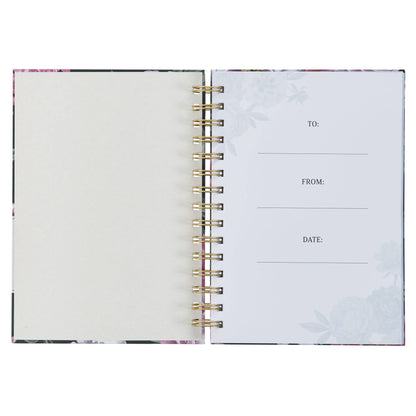 Journal Wirebound Black Floral All Things Matt. 19:26