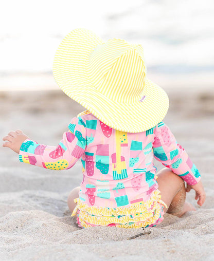 Baby Girls Ice Cream Social LS One Piece Rash Guard with Ruffles