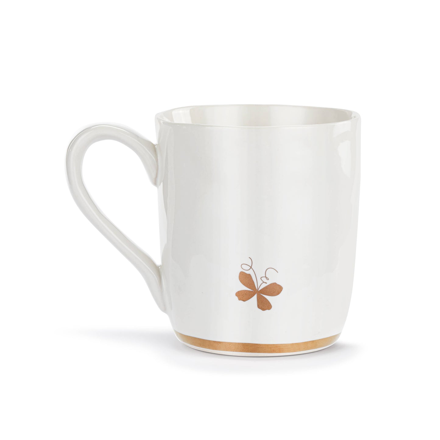 Pastel Multi Butterfly White Mug with Gold Trim - 14oz