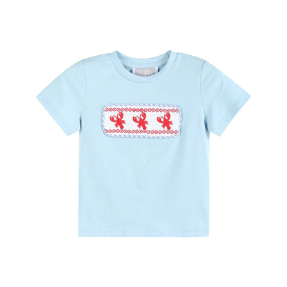 Blue Gingham Crawfish Smocked Shirt and Shorts Set