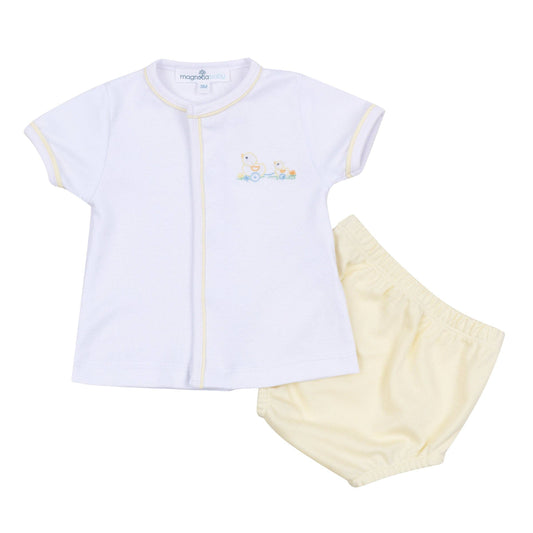 Vintage Duckie Pulltoy Diaper Cover Set - Yellow