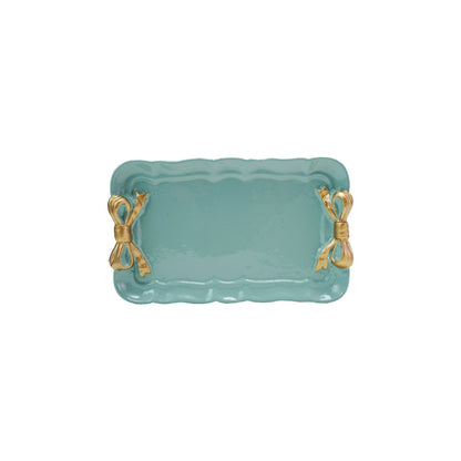 Tray W Gold Finish Bows