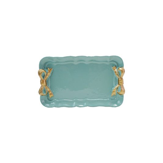 Tray W Gold Finish Bows