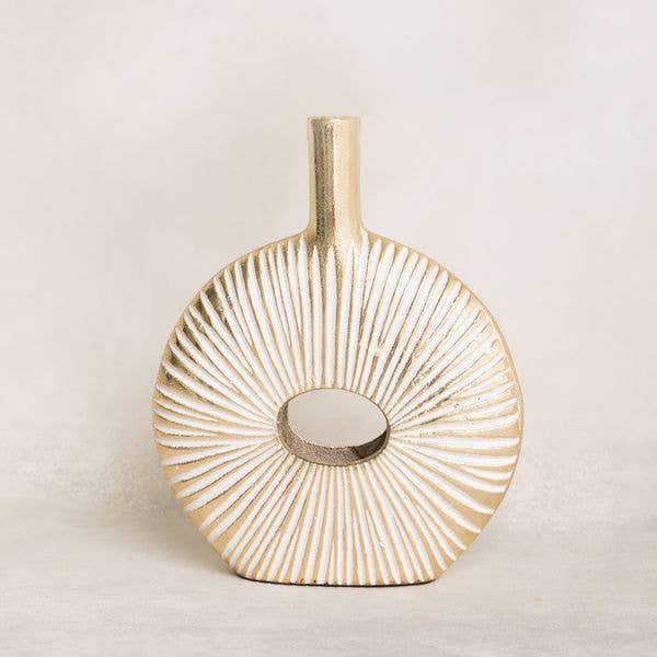 Vase Gold and White Lines Medium