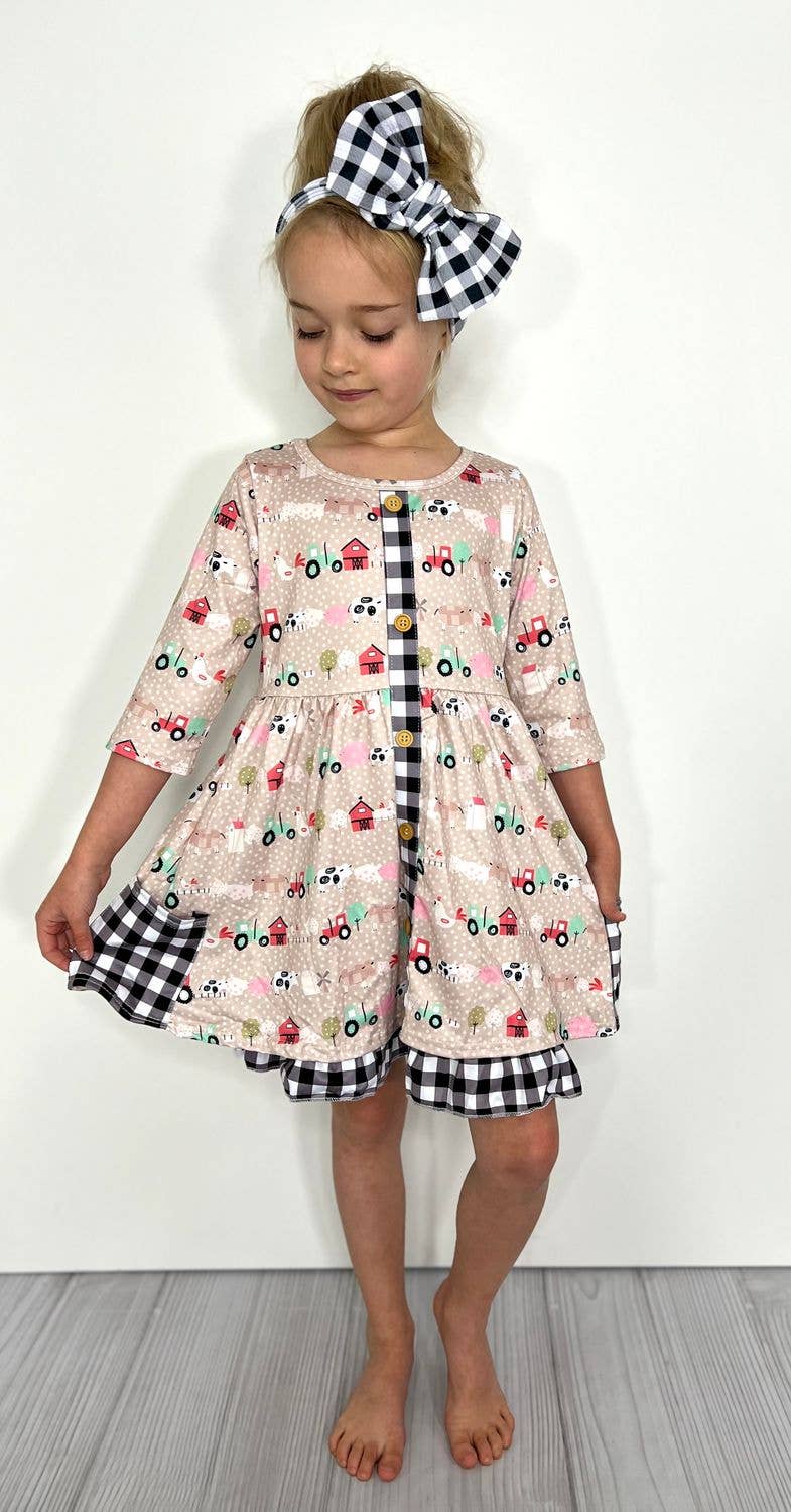 Farm Plaid Girls Dress