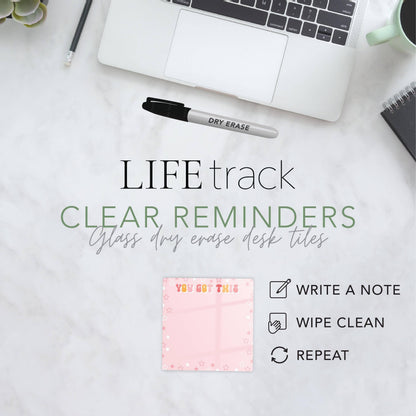Dry Erase Glass Tile, Inspirational Gift, Desk Notes, Gifts