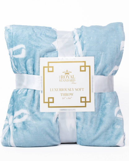 Hannah Bow Throw   Light Blue   50x60