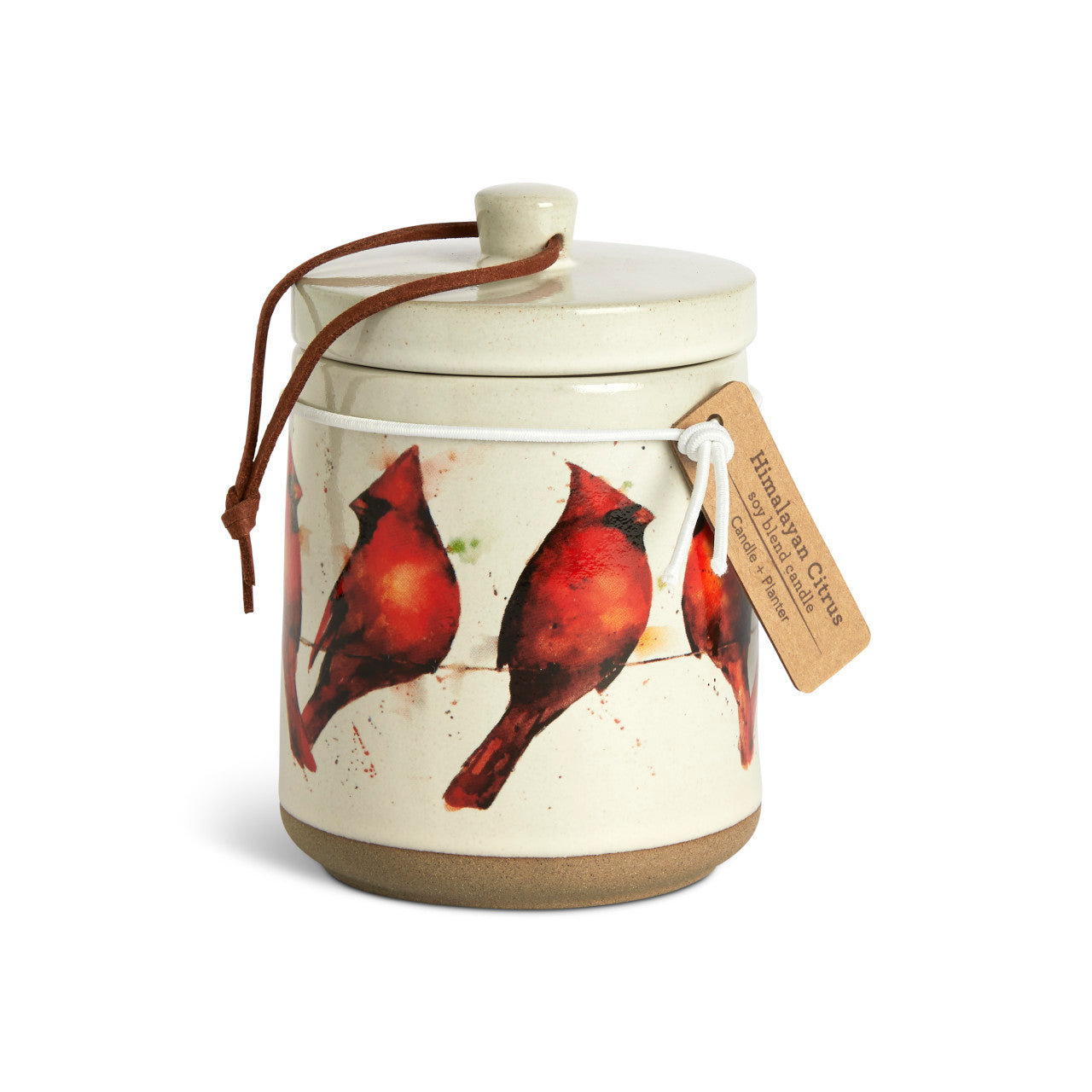 Cardinals on a Wire Candle with lid /Planter