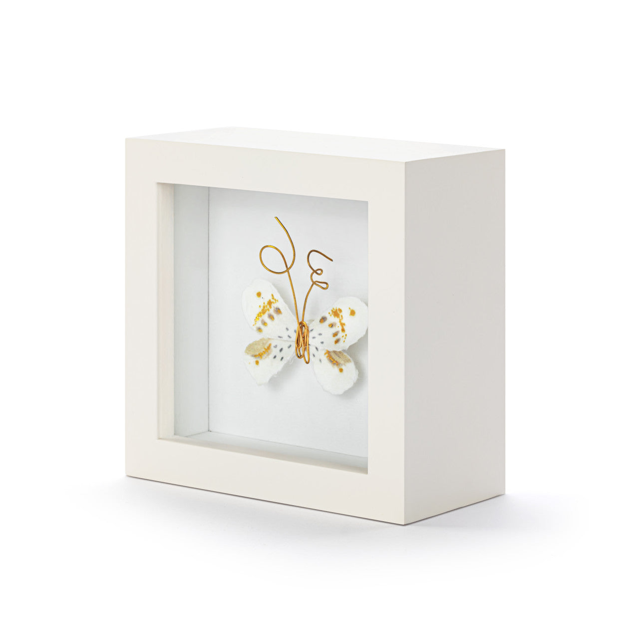 White Gold Butterfly Shadow Box