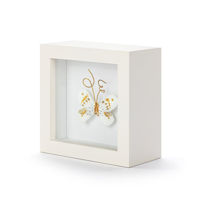 White Gold Butterfly Shadow Box