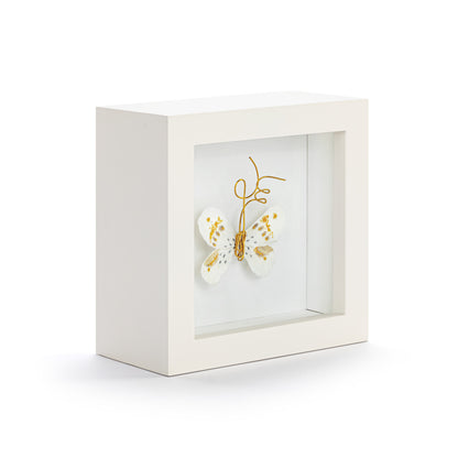 White Gold Butterfly Shadow Box