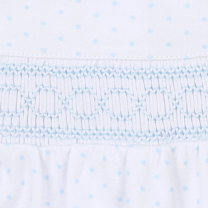 Mini Dots Blue Smocked Footie