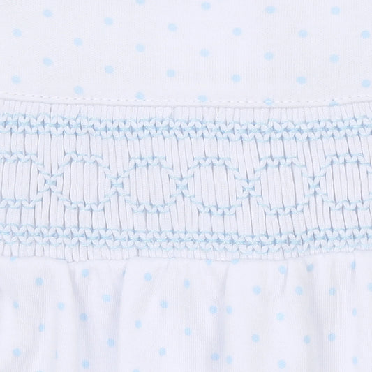 Mini Dots Blue Smocked Footie