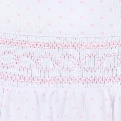 Mini Dots Pink Smocked Footie