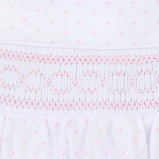Mini Dots Pink Smocked Footie