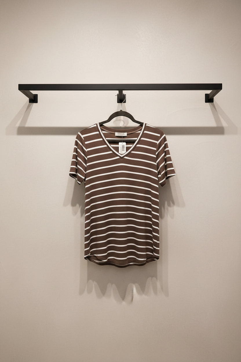 Stripe V-Neck Short Sleeve Top