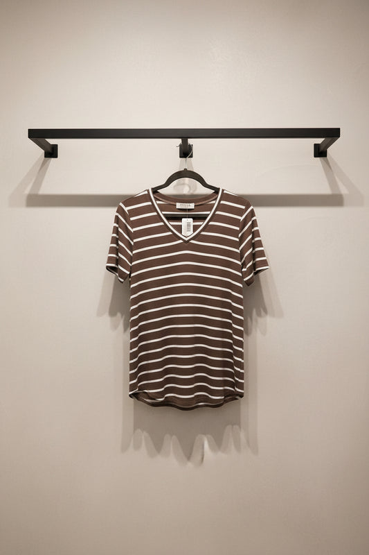 Stripe V-Neck Short Sleeve Top