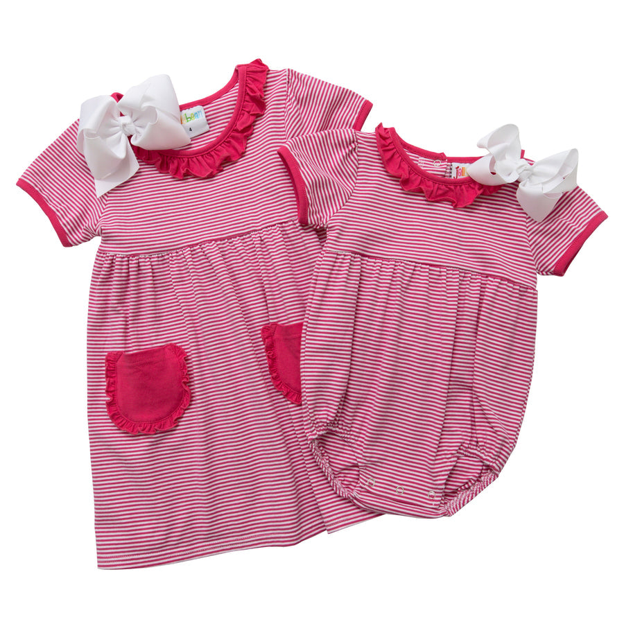 Eleanor Dress- Hot Pink Stripe