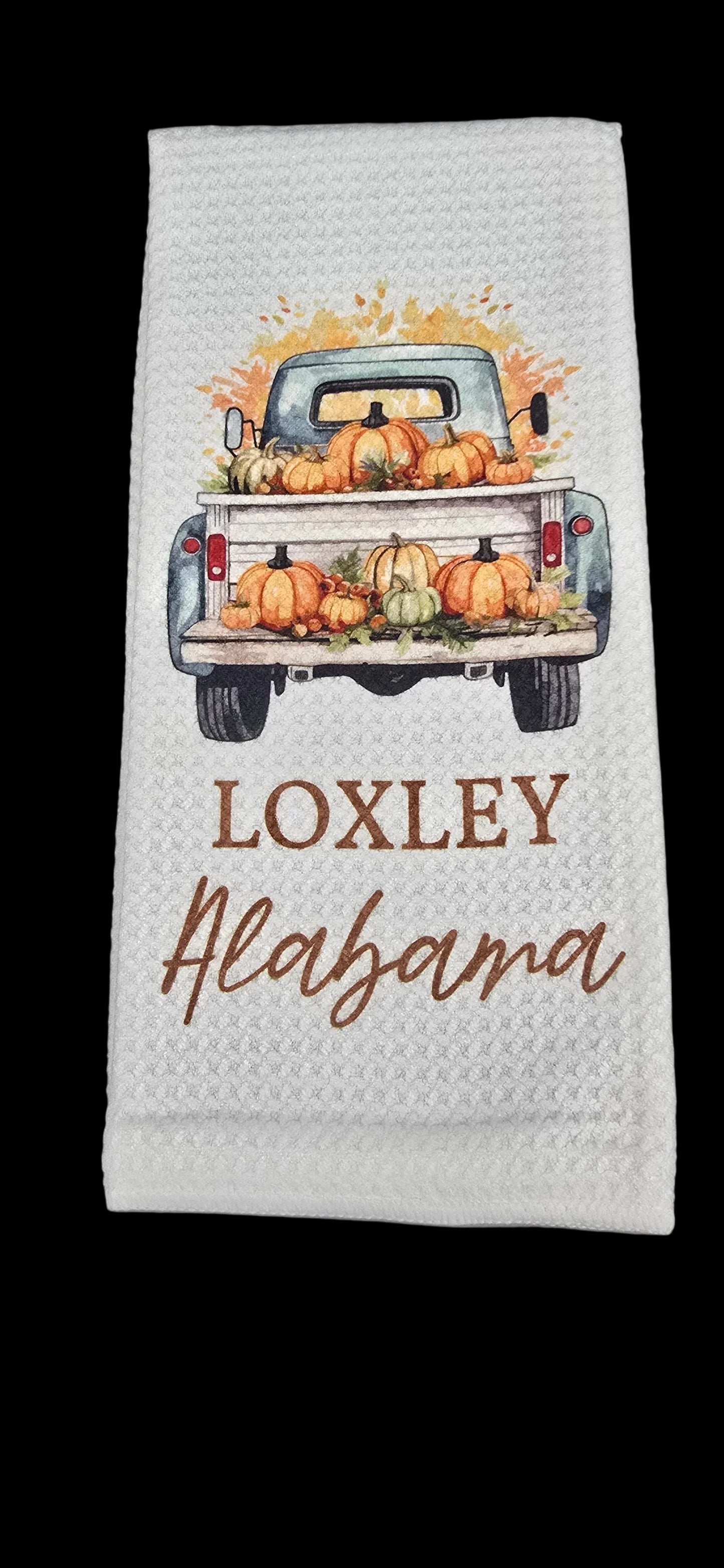 Loxley Alabama Fall Pumpkin Patch Truck Kitchen Towel