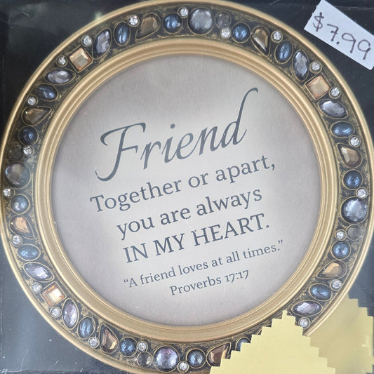 Friend Amber Goldtone 4.5 Inch Jeweled Coaster