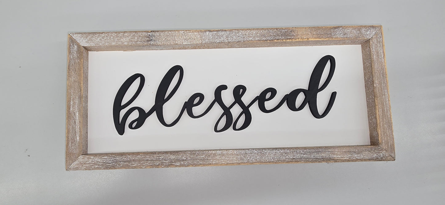 White/Black Sitter Signs - Blessed/Gather/Thankful