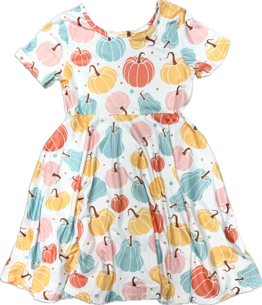 Pastel Pumpkins Twirl Dress