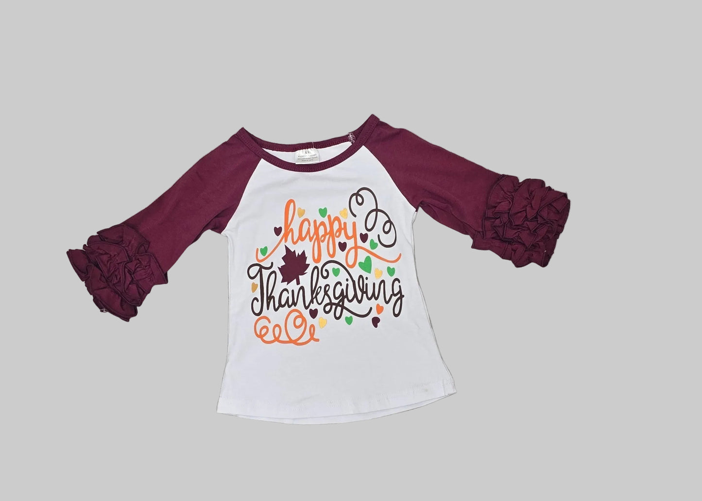 Girl's Happy Thanksgiving Ragland Tee