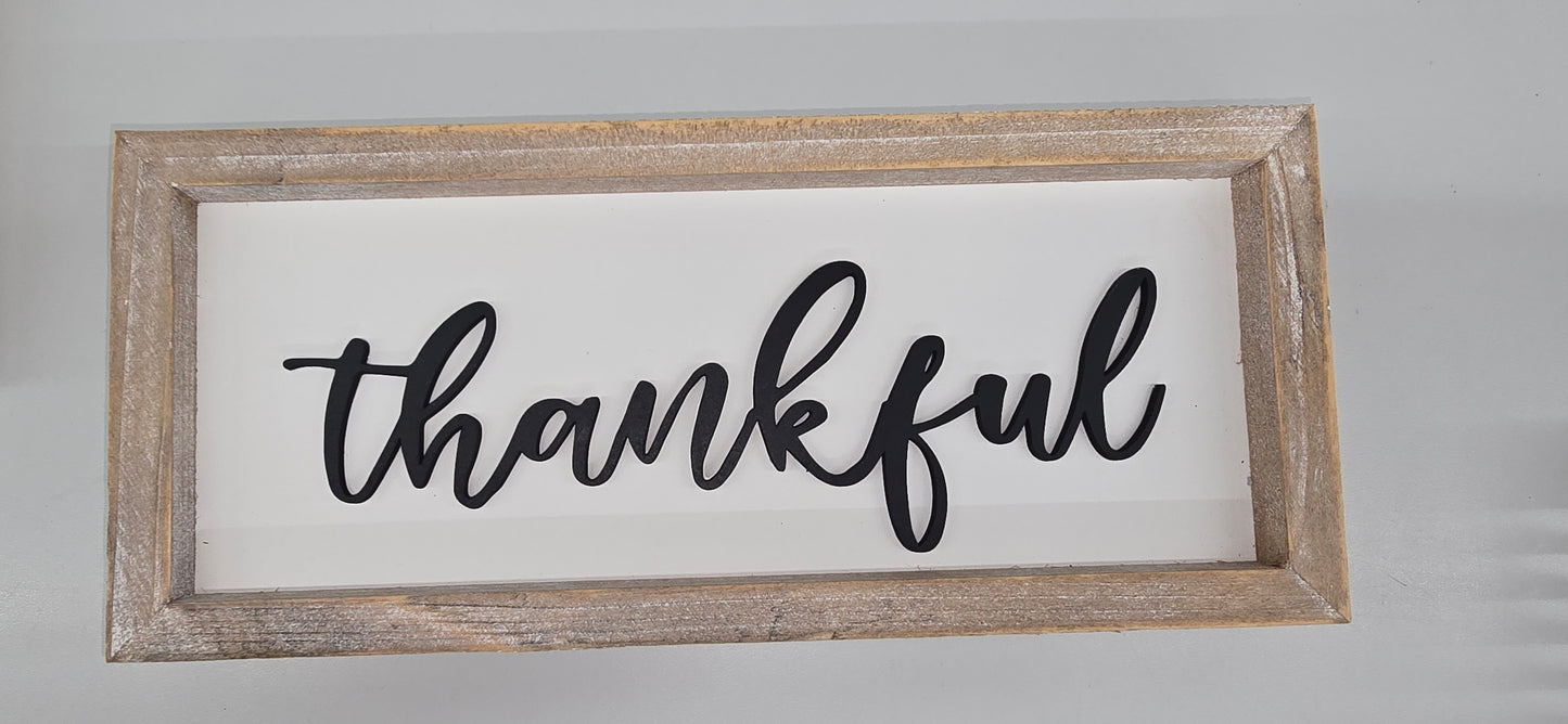 White/Black Sitter Signs - Blessed/Gather/Thankful