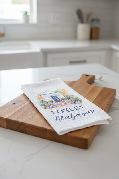 Loxley Alabama Fall Chinoiserie Kitchen Towel Pumpkin Mum