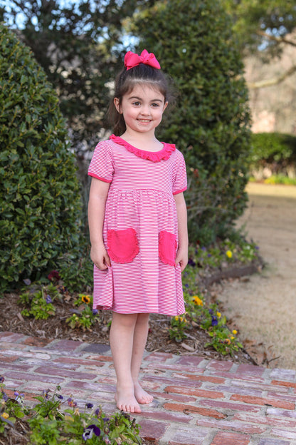 Eleanor Dress- Hot Pink Stripe
