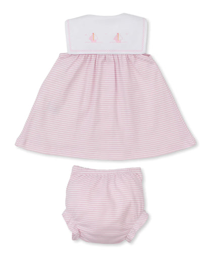 Saturday Regatta Infant Dress Set- Pink Stripe