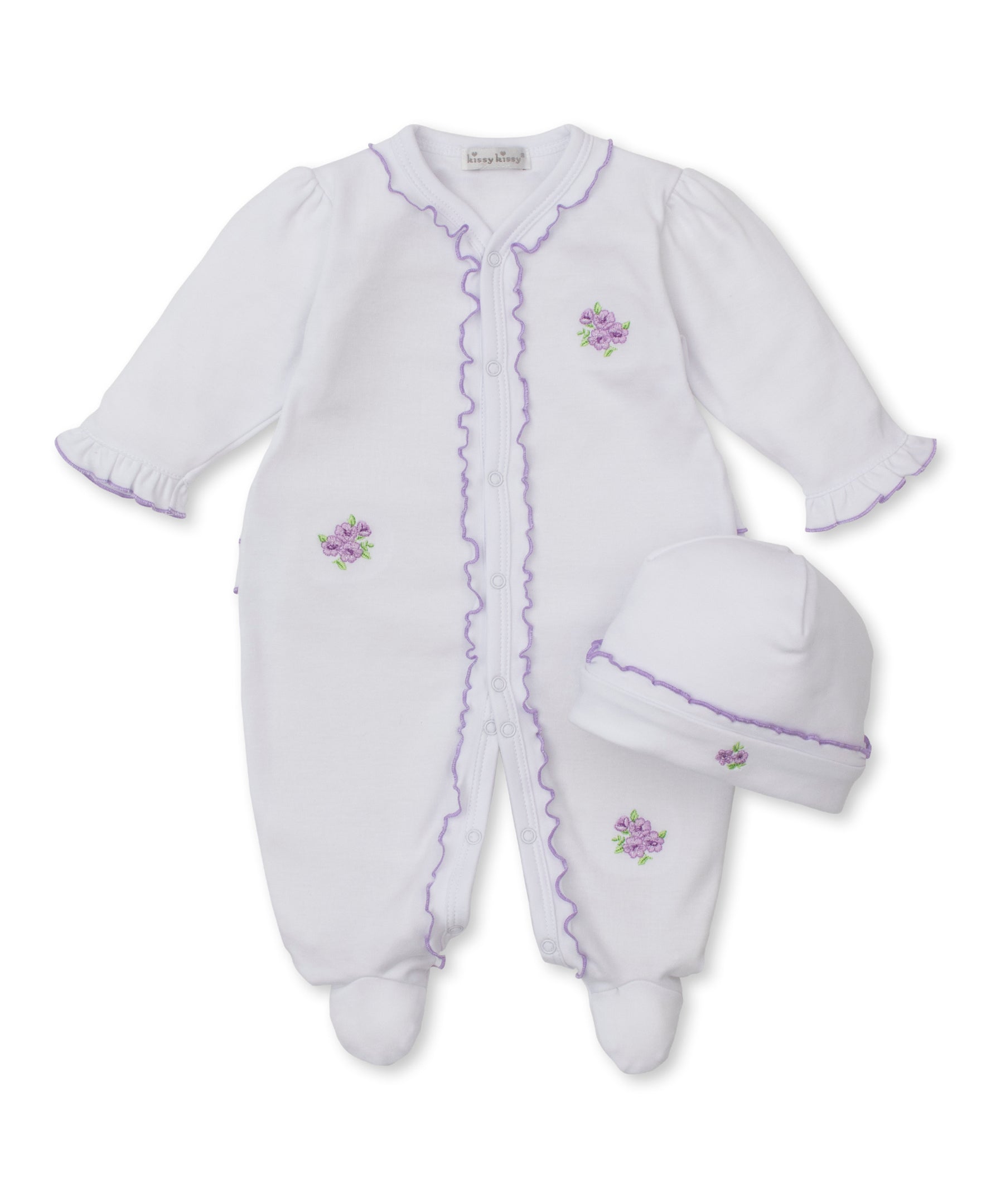 Lilac Roses Footie W/ Hat Set