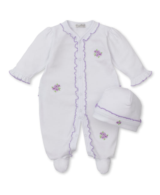 Lilac Roses Footie W/ Hat Set
