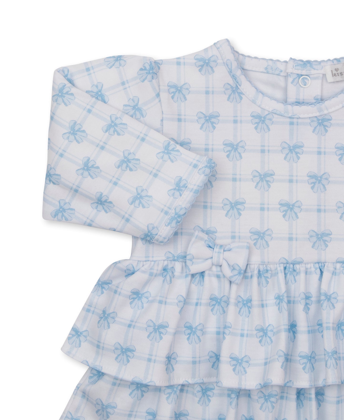 Windowpane Bows Light Blue Print Playsuit