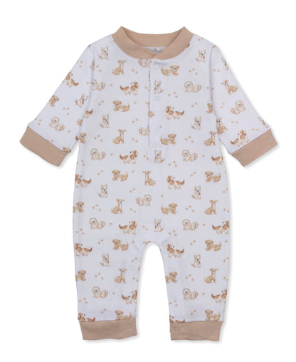 Puppy Paws Brown Print Playsuit