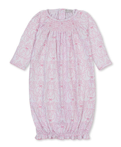 Delicate Blooming Bows Pink Print Smocked Sack