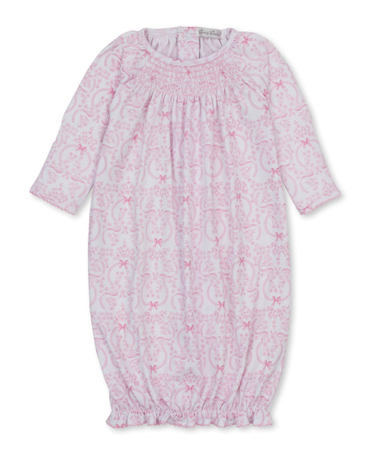 Delicate Blooming Bows Pink Print Smocked Sack