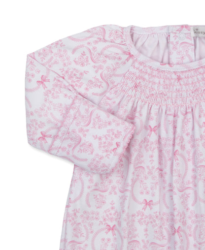 Delicate Blooming Bows Pink Print Smocked Sack