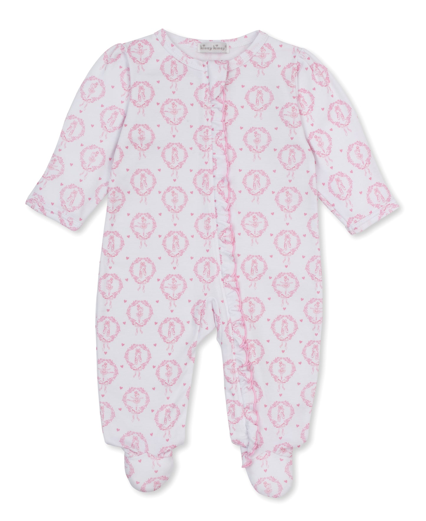 Petite Pirouettes Pink Print Footie W/ Zip