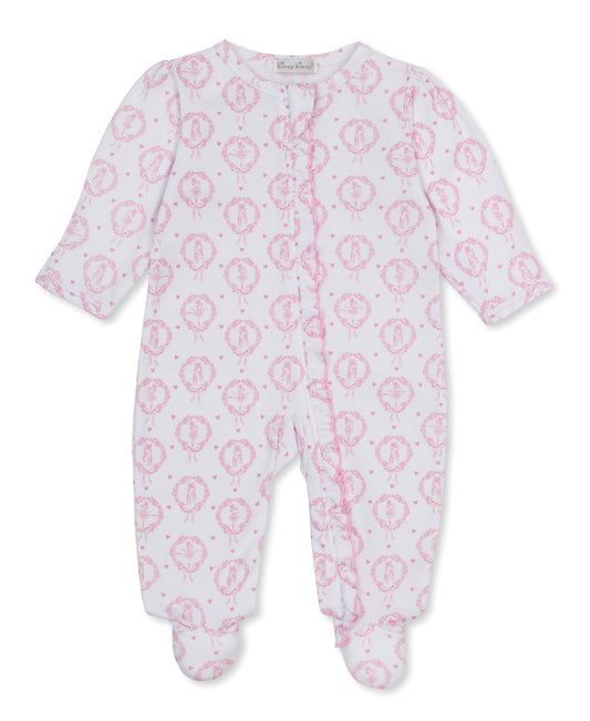 Petite Pirouettes Pink Print Footie W/ Zip