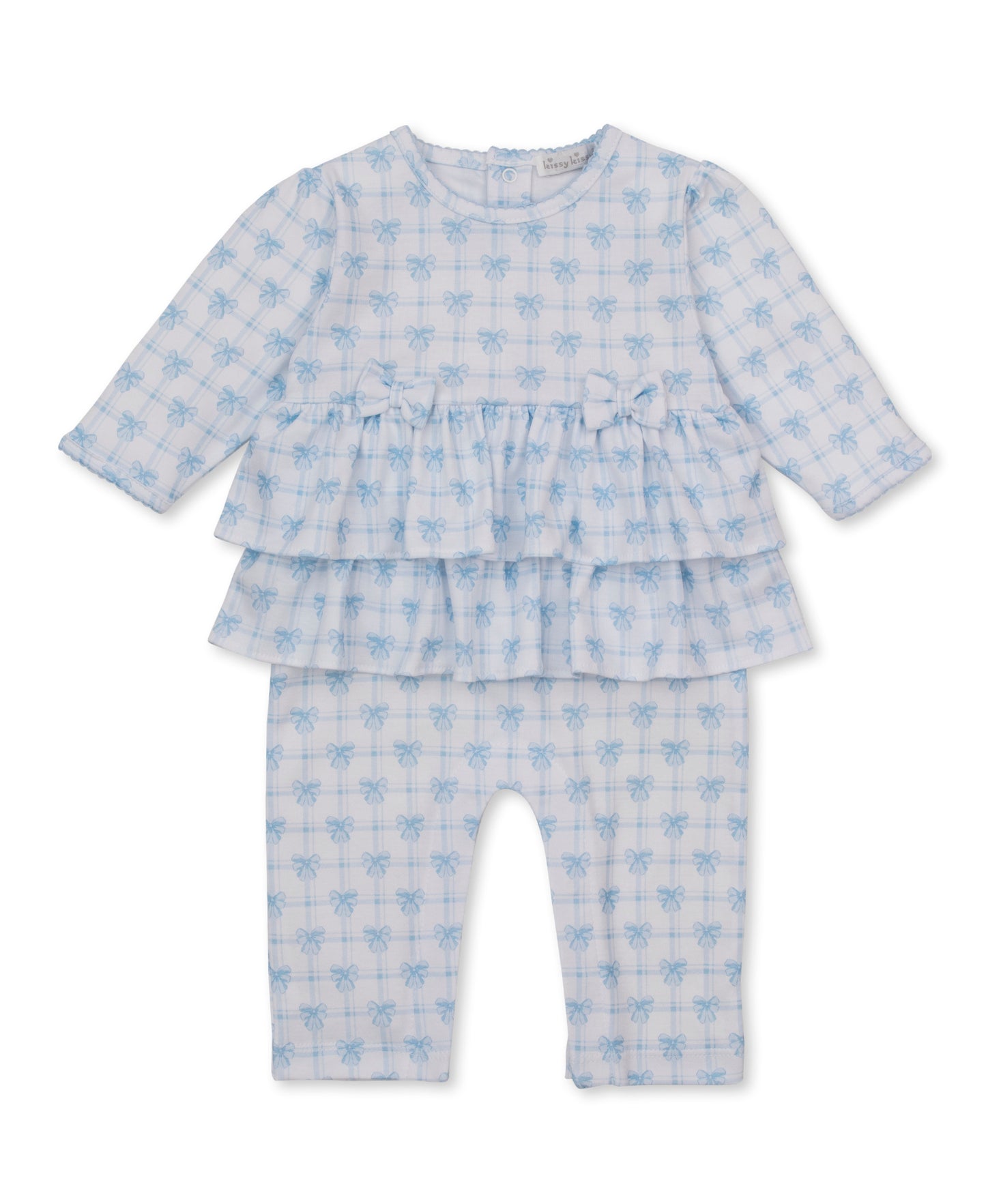 Windowpane Bows Light Blue Print Playsuit