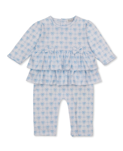 Windowpane Bows Light Blue Print Playsuit