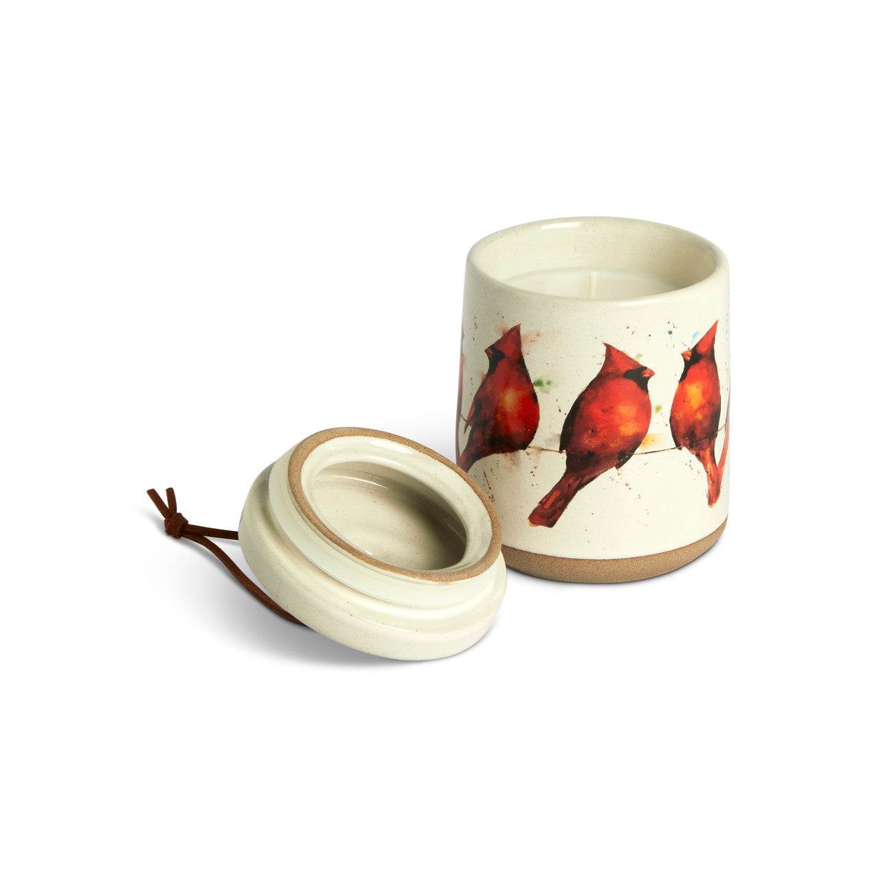 Cardinals on a Wire Candle with lid /Planter